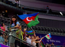 Azərbaycan gimnastı Marina Durunda Avropa Oyunlarında gümüş medal qazandı. Bakı, Azərbaycan, 21 iyun 2015 